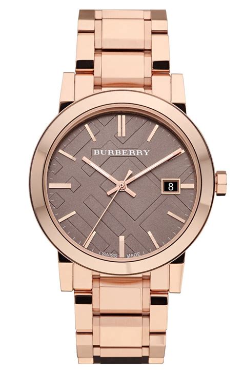 burberry large check stamped bracelet watch 38mm|Large Check Stamped Bracelet Watch, 38mm In Silver/blue.